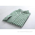 Toque suave 100% algodón verde cheque camisas para hombres
